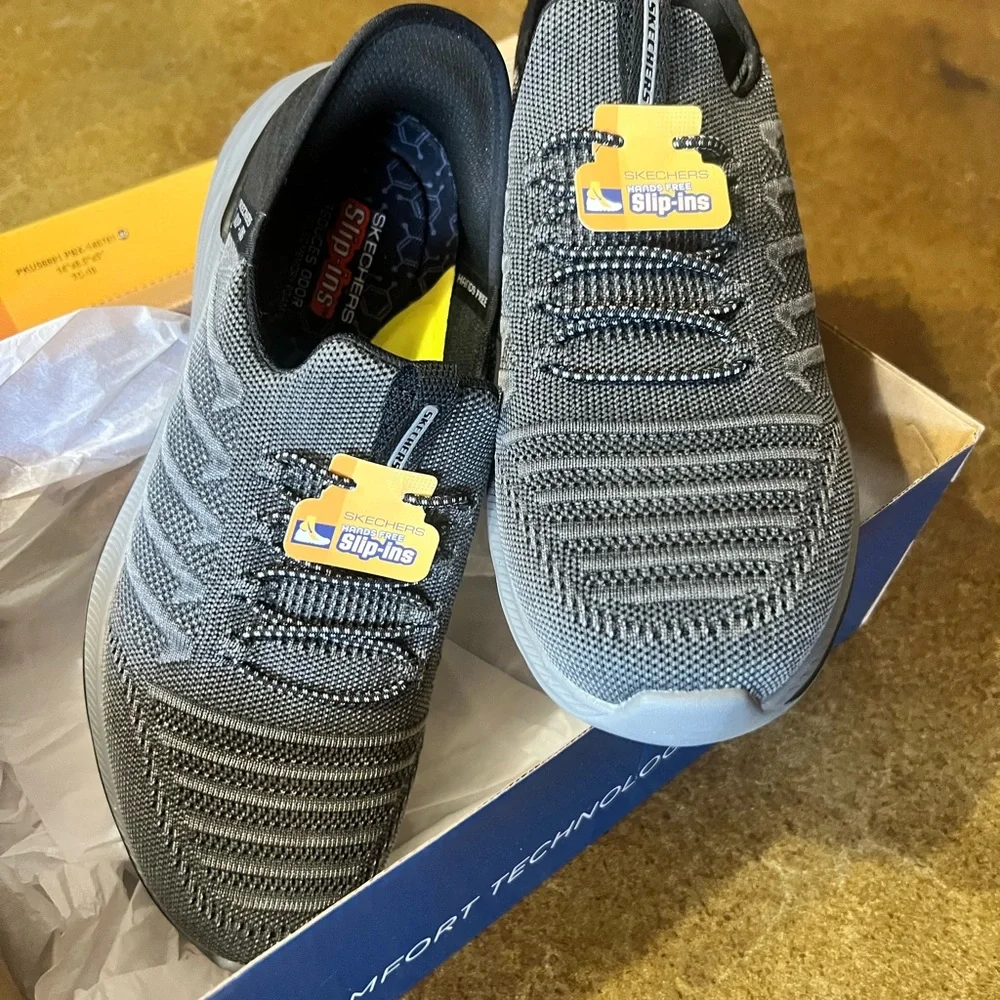 Skechers Slip-Ins Athletic Knit Sneakers in Charcoal Gray- new never worn